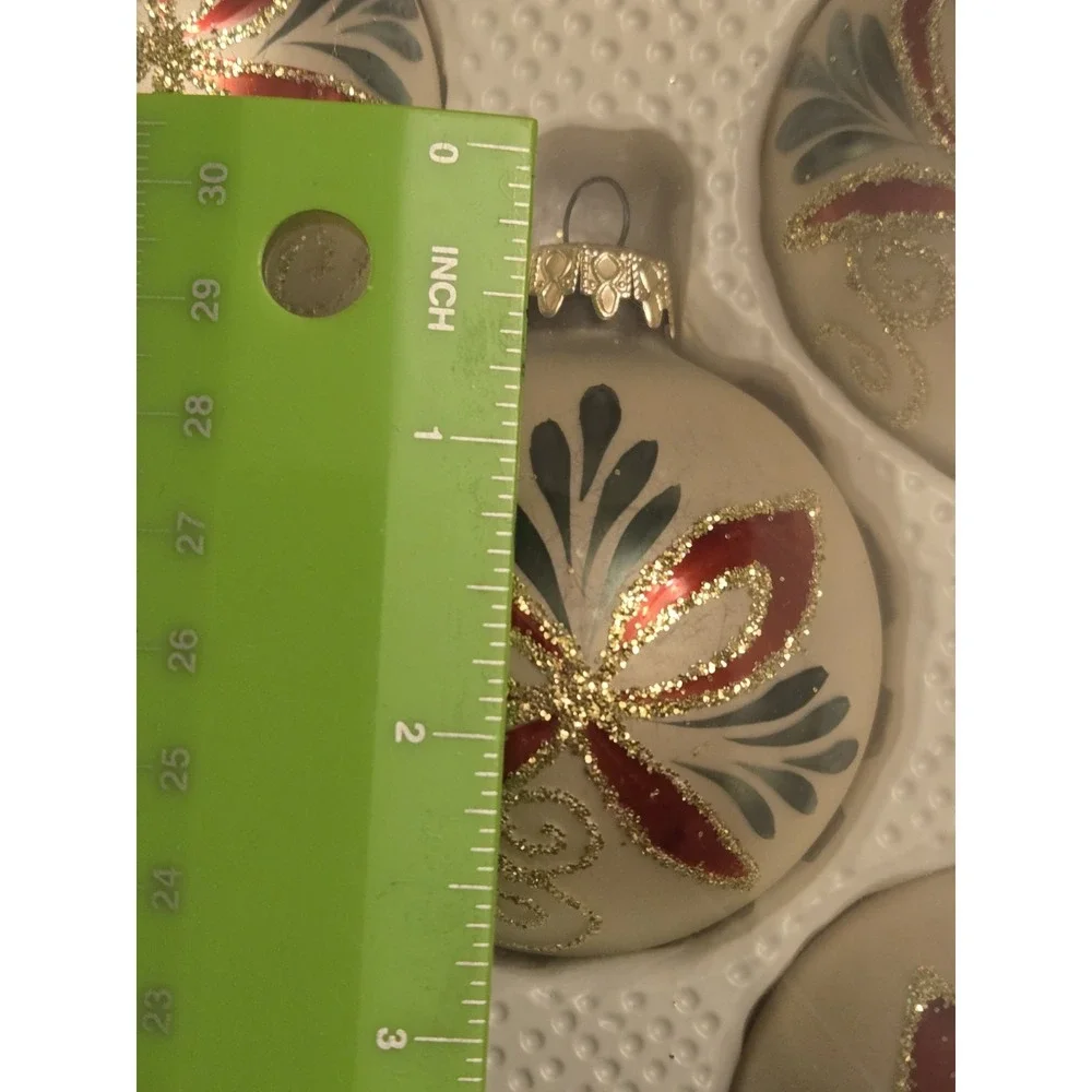 12 Vintage Kurt Adler Christmas Ornaments Glass Ball West Germany Red Bows Gold